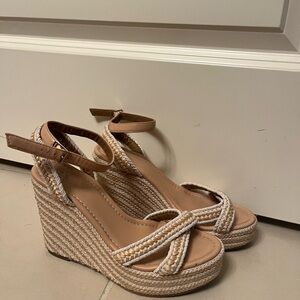 BP Tan Braided Wedge Sandals